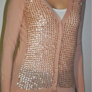Sequin Embellished Pink Cardigan